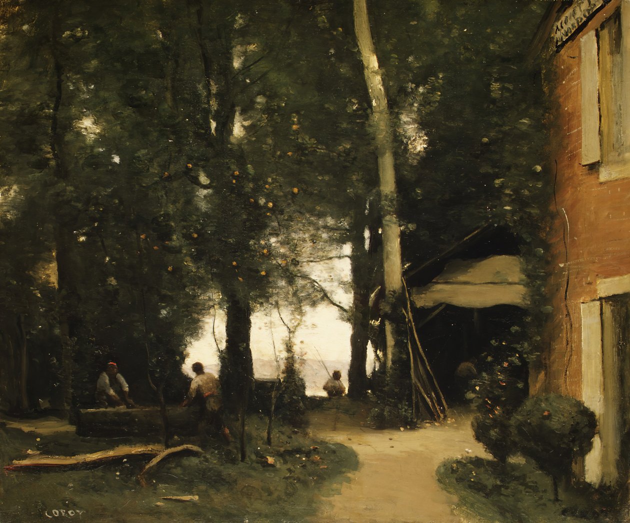 The Banks of the Seine ved Conflans, ca. 1865-70. av Jean Baptiste Camille Corot