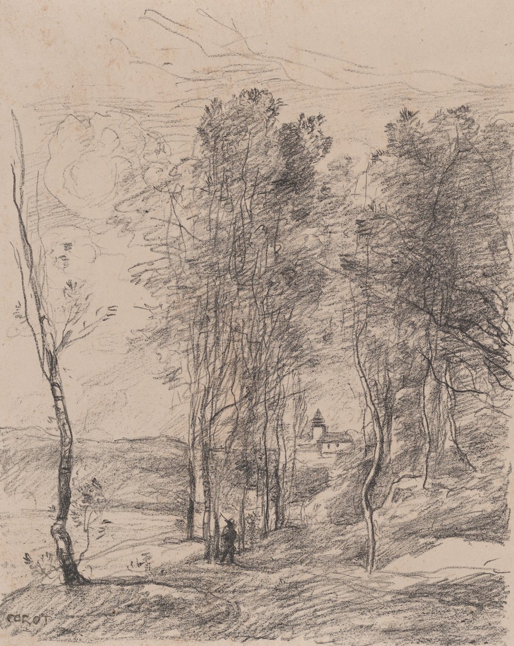 Klokketårnet i St.-Nicolas-les-Arras, 1871-72. av Jean Baptiste Camille Corot