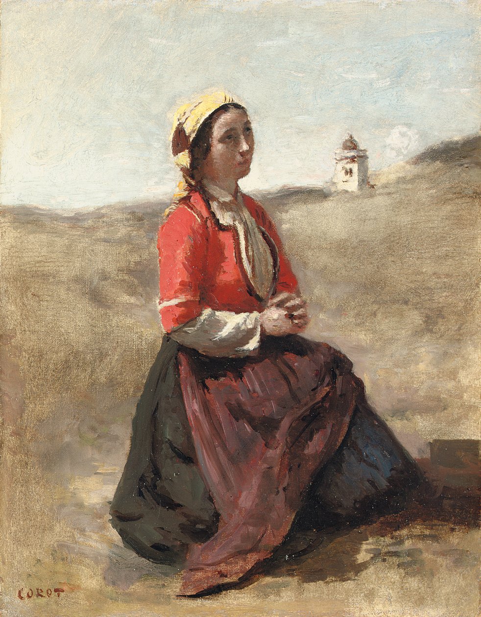 Bretonen i bønn, av Jean Baptiste Camille Corot