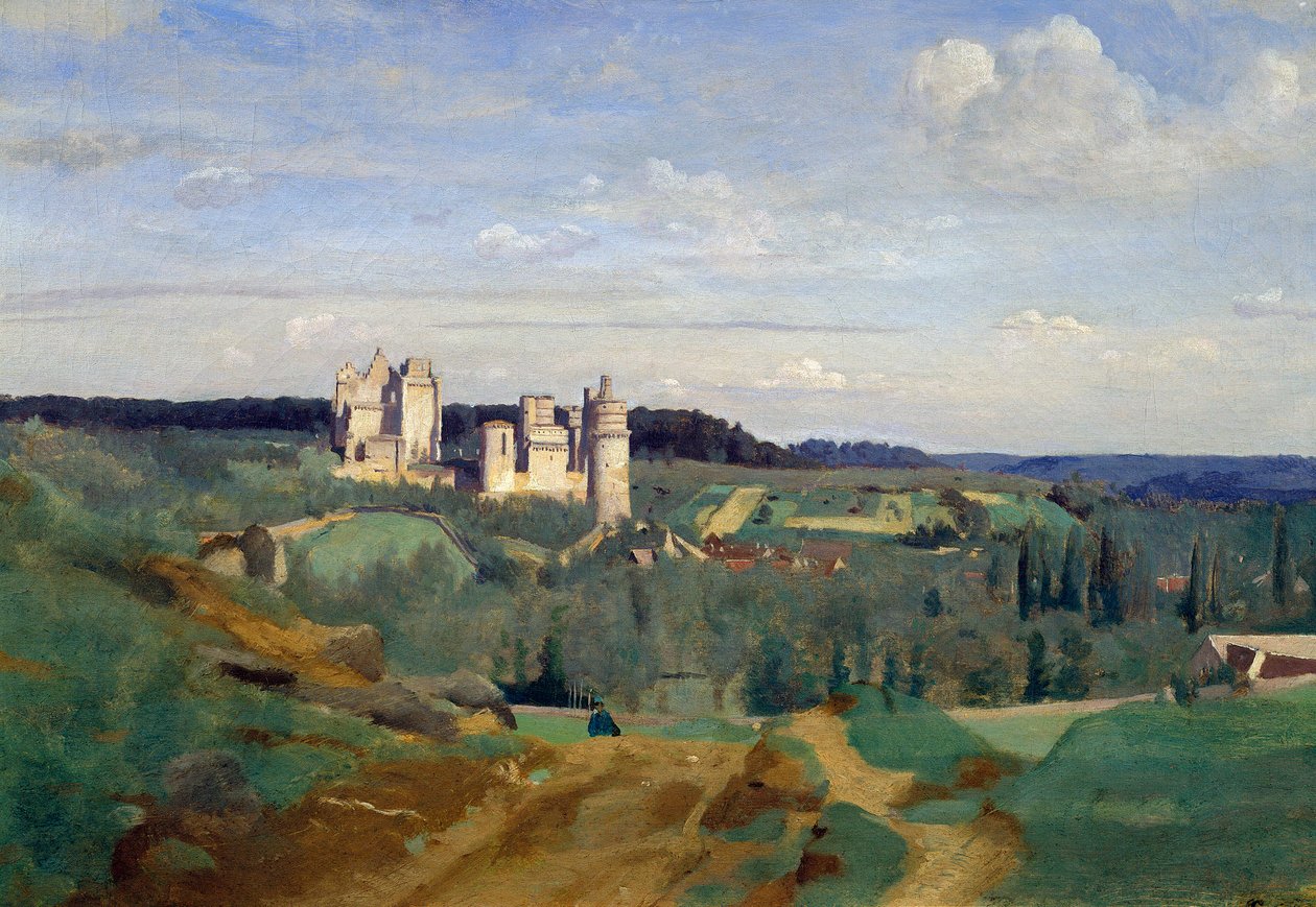 Pierrefonds-slottet-maleri av Camille Corot (1796-1875) 1834 Quimper, Musee Des Beaux Arts av Jean Baptiste Camille Corot