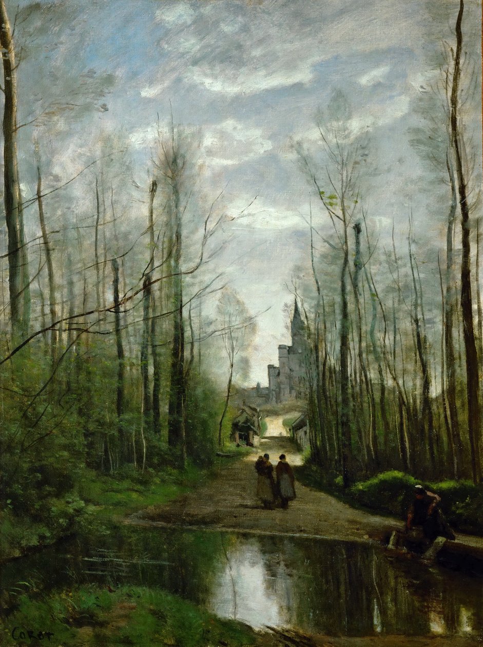 Marissel-kirken, nær Beauvais av Jean Baptiste Camille Corot
