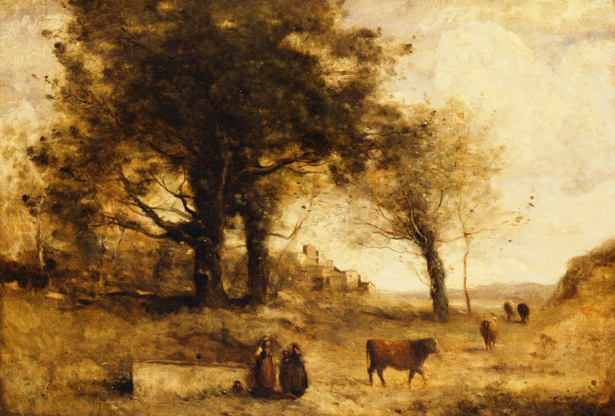 Kuene og brønnen, av Jean Baptiste Camille Corot