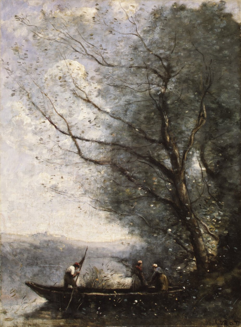The Ferryman, ca. 1865 (olje på lerret) av Jean Baptiste Camille Corot