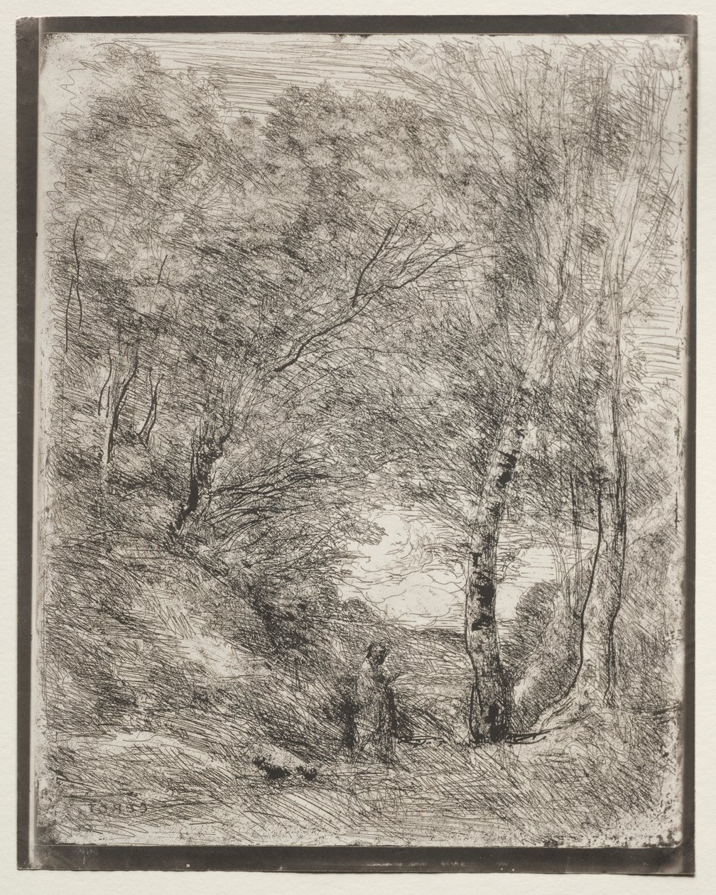 The Gardens of Horace, originalt inntrykk 1855, trykt i 1921. av Jean Baptiste Camille Corot