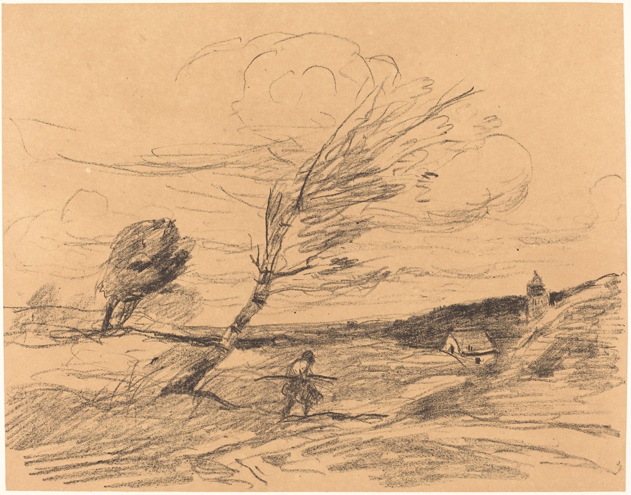 Vindkastet (Le Coup de vent) av Jean Baptiste Camille Corot