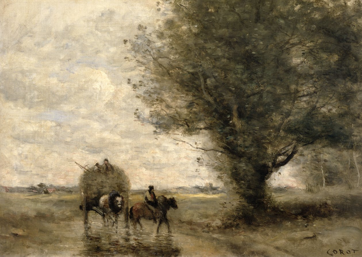Høyvognen, ca. 1860 av Jean Baptiste Camille Corot