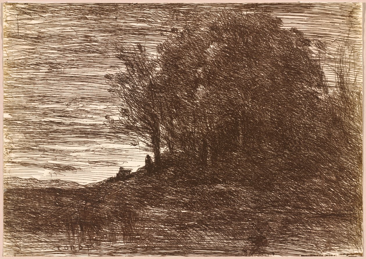 Eremittskogen, eller bredden av innsjøen Trasimene av Jean Baptiste Camille Corot