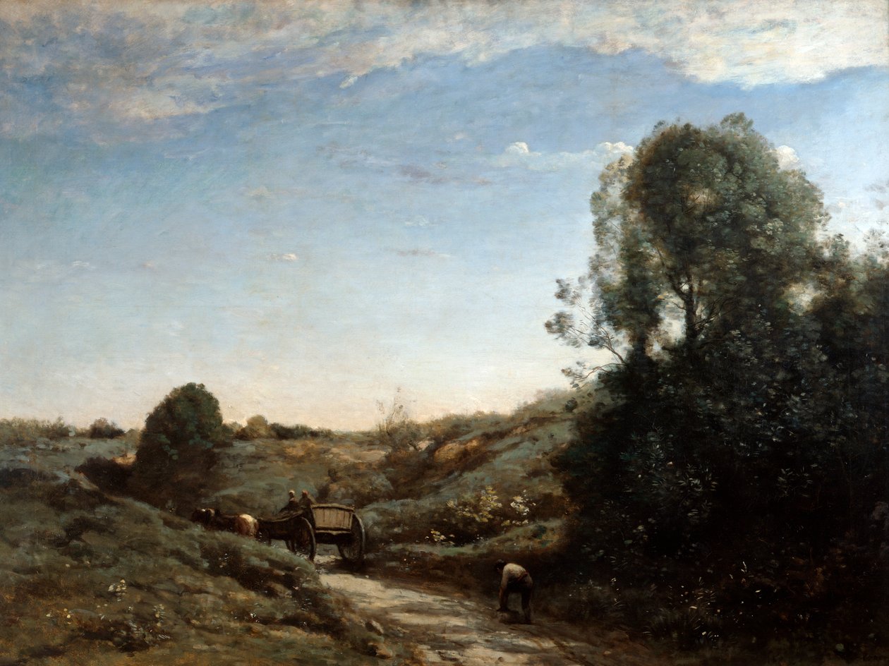The Horsecart, Memory of Marcoussis nær Montlhery, 1855 av Jean Baptiste Camille Corot