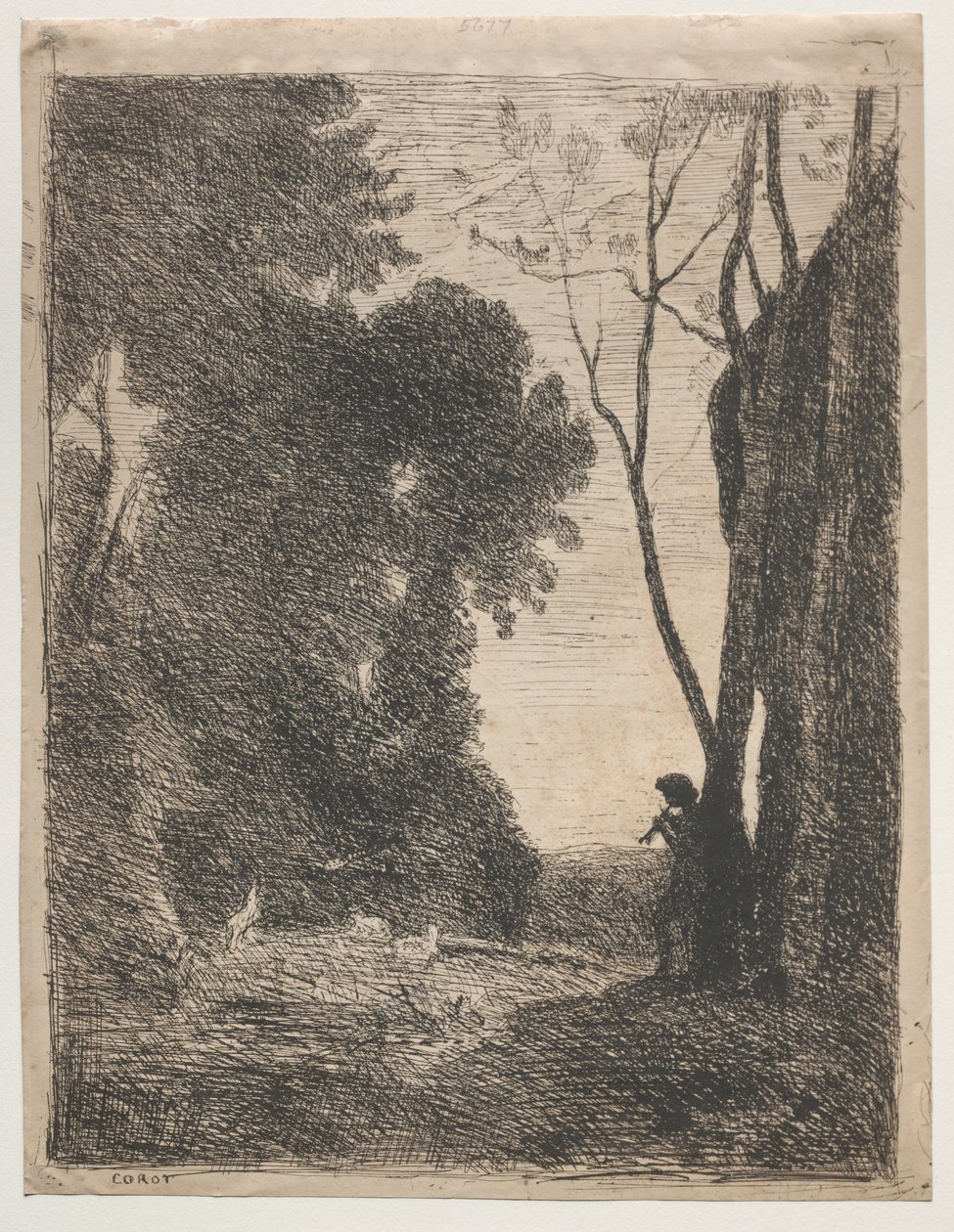 Den lille hyrden av Jean Baptiste Camille Corot