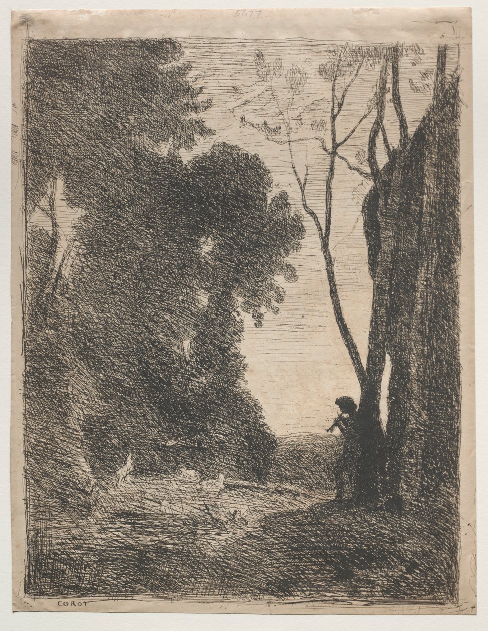 Den lille hyrden, 1855. av Jean Baptiste Camille Corot