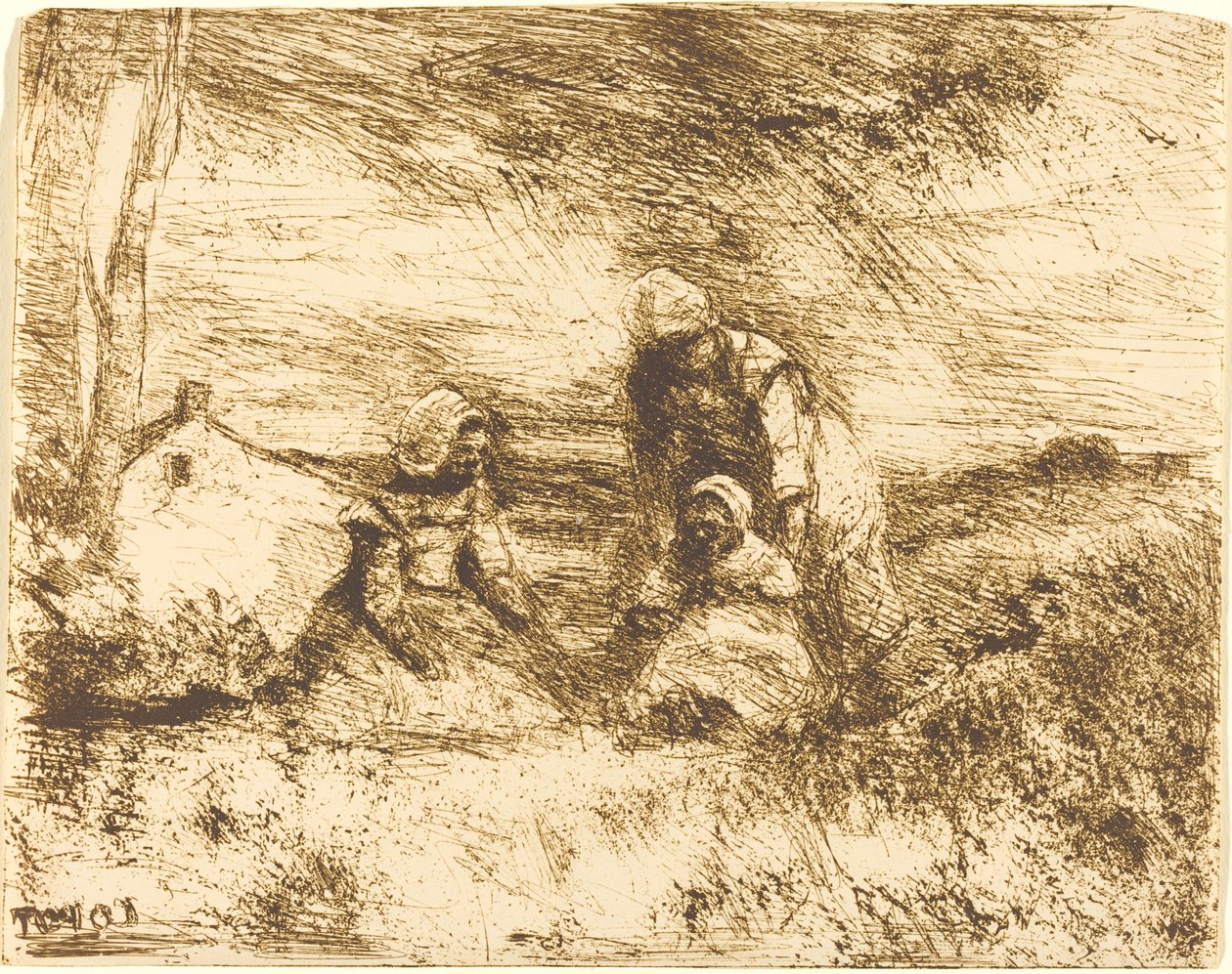 Lillesøsteren av Jean Baptiste Camille Corot
