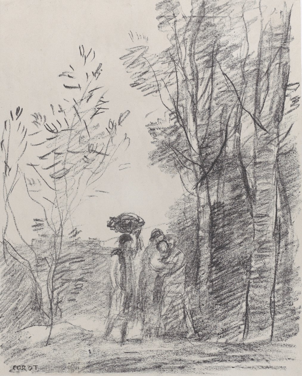 Møtet i Grove La Rencontre au bosquet, 1871. av Jean Baptiste Camille Corot