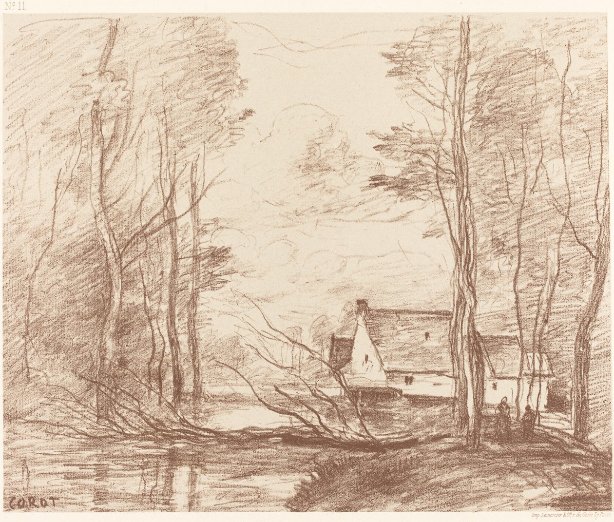 The Mill of Cuincy, nær Douai Le Moulin de Cuincy, pres Douai, 1871. av Jean Baptiste Camille Corot
