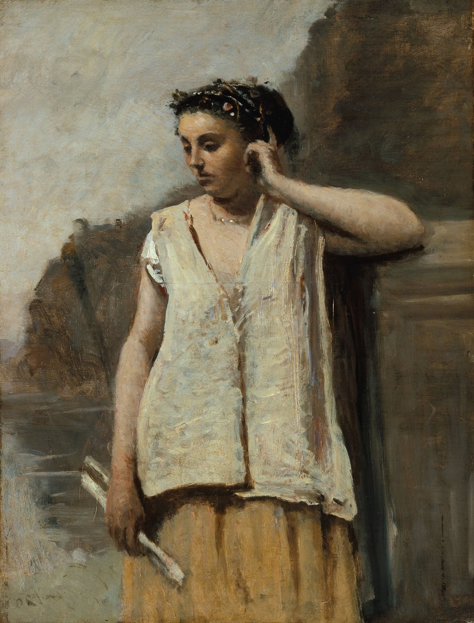 Musen: Historie, ca. 1865 av Jean Baptiste Camille Corot