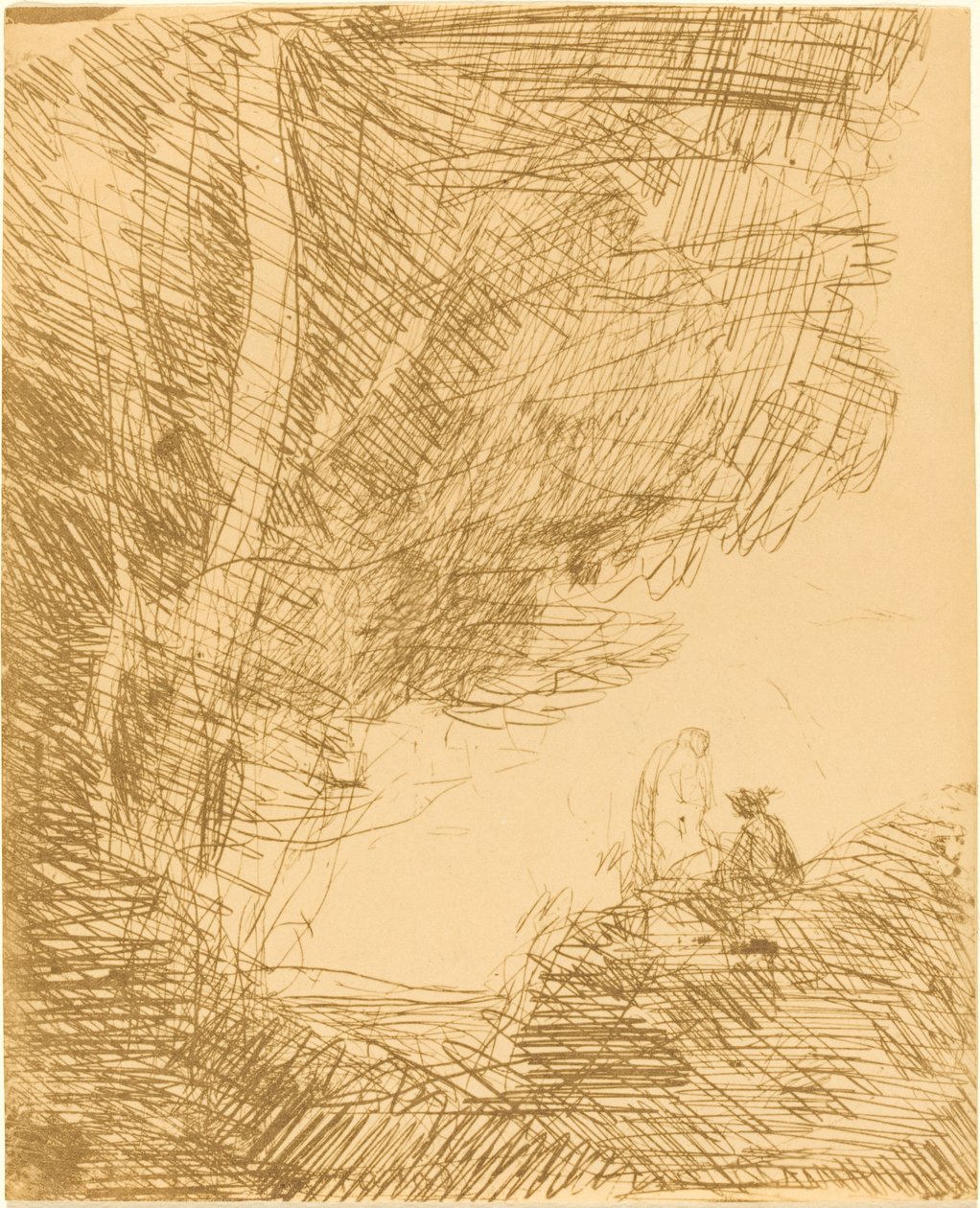Poeten og musen hans (Le Poete et la muse) av Jean Baptiste Camille Corot