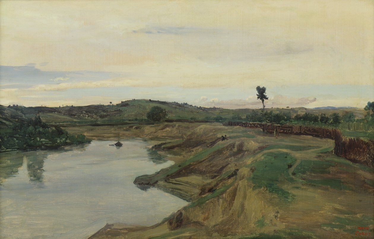 Promenade du Poussin eller, romersk Campagna, ca. 1826-28 av Jean Baptiste Camille Corot