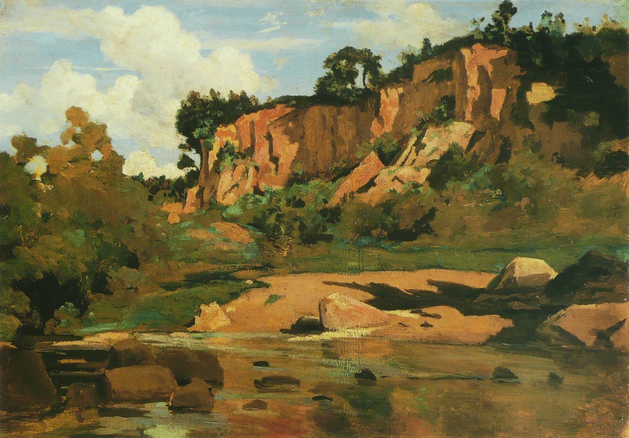 De røde steinene ved Civita Castellana, ca. 1827 av Jean Baptiste Camille Corot