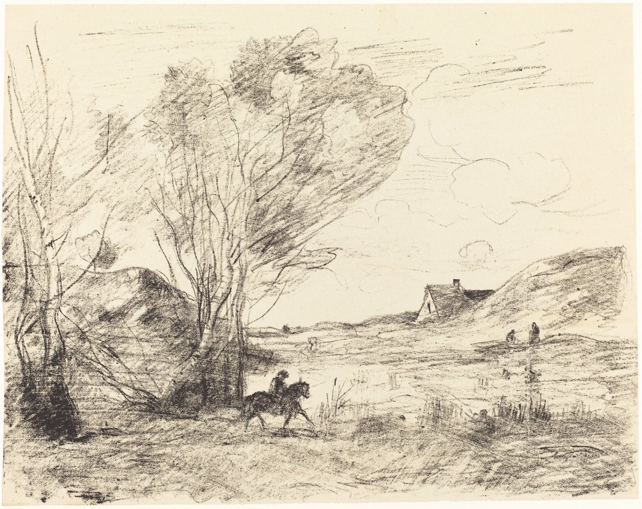 The Rider in the Reeds The Rider in the Reeds, 1871. av Jean Baptiste Camille Corot