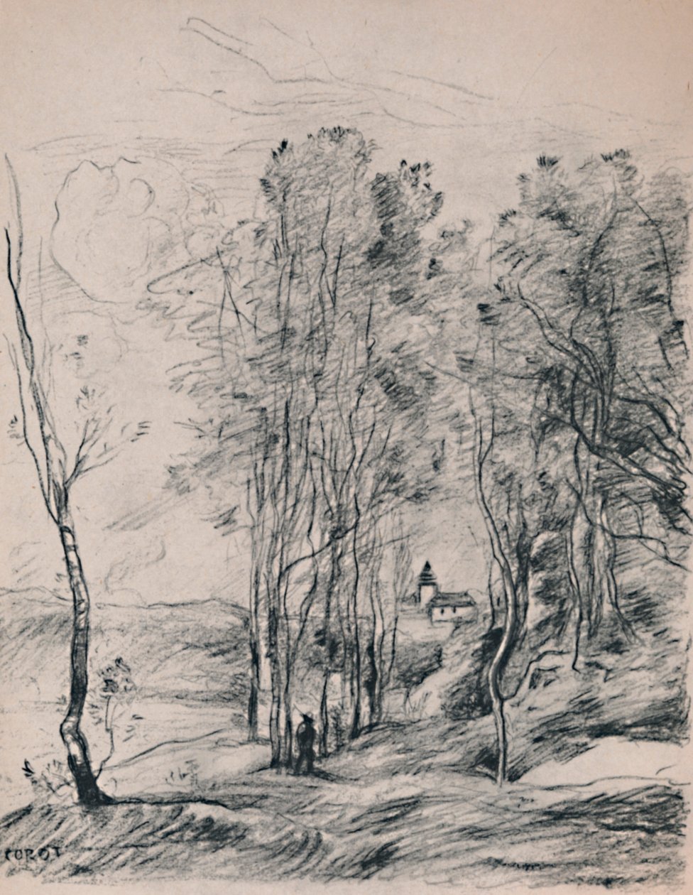 Steeple of Saint-Nicolas-Les-Arras, ca. 1870-tallet, 1946 av Jean Baptiste Camille Corot