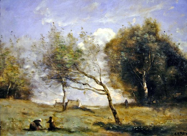 The Surroundings of the Little Farm (olje på lerret) av Jean Baptiste Camille Corot