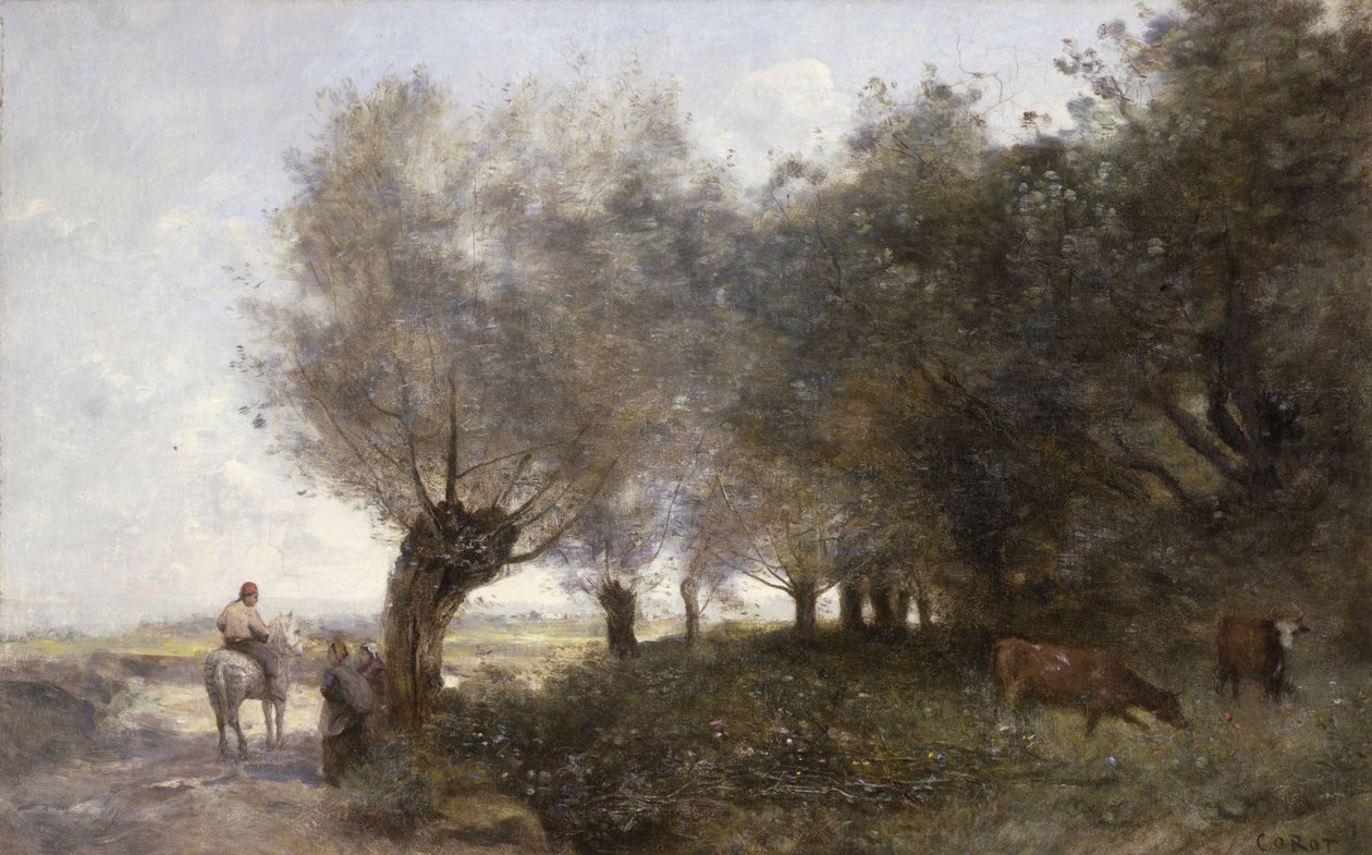 Willows ved La Pointe de L"Ile av Jean Baptiste Camille Corot