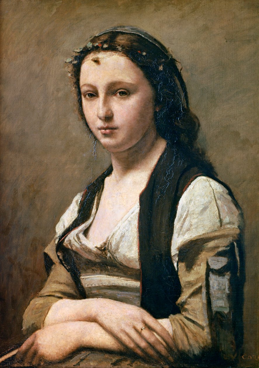 Kvinnen med perlen, c1842 av Jean Baptiste Camille Corot