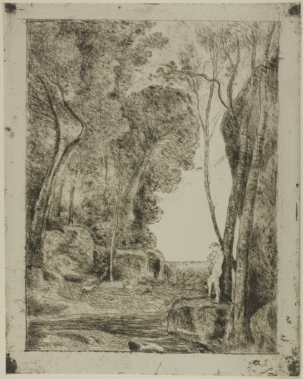 The Young Shepherd, første tallerken av Jean Baptiste Camille Corot