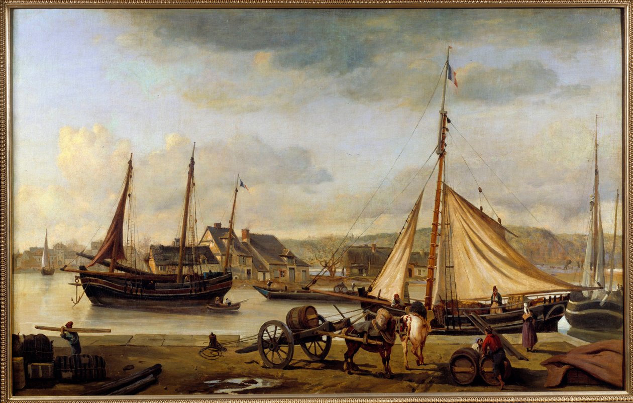 Den fremre havnen i Rouen i 1834 Maleri av Camille Corot (1796-1875) 1834 Søn. 1,1x1,73 m Rouen, Musee des Beaux Arts av Jean Baptiste Camille Corot