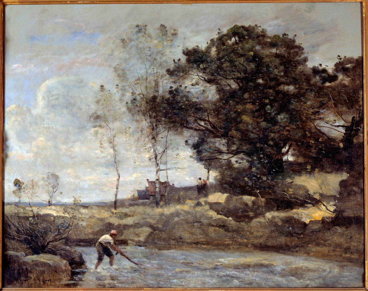 Nettløftet. Maleri av Camille Corot (1796-1875) av Jean Baptiste Camille Corot