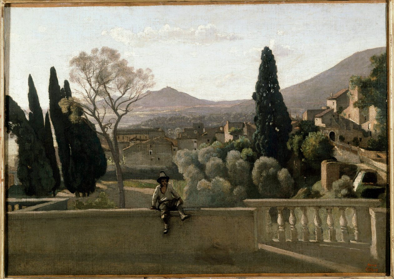Tivoli, hagene til Villa d'Este-maleriet av Camille Corot (1796-1875) 1843 Søn. 0,43x0,6 m av Jean Baptiste Camille Corot