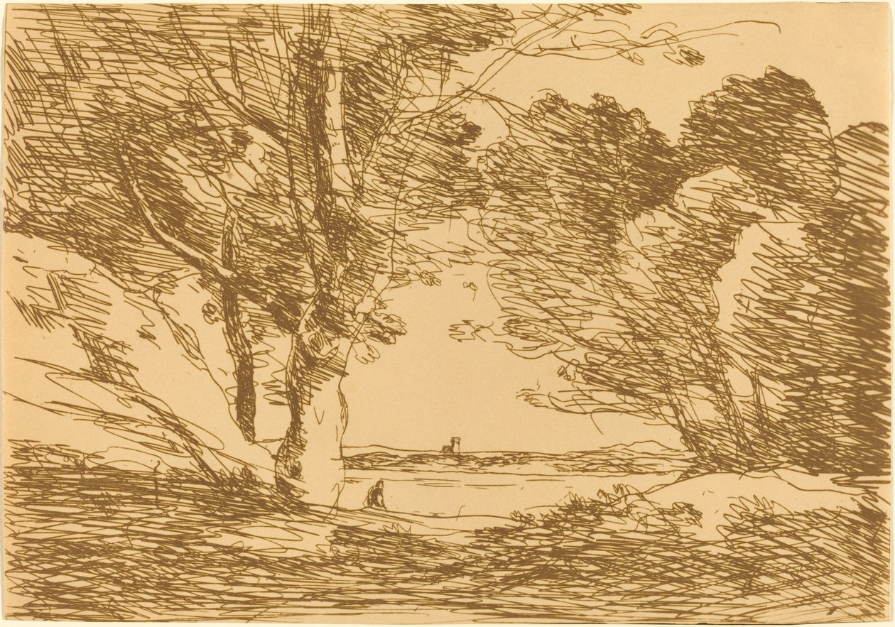 Tower on the Horizon of a Lake (Tour a l