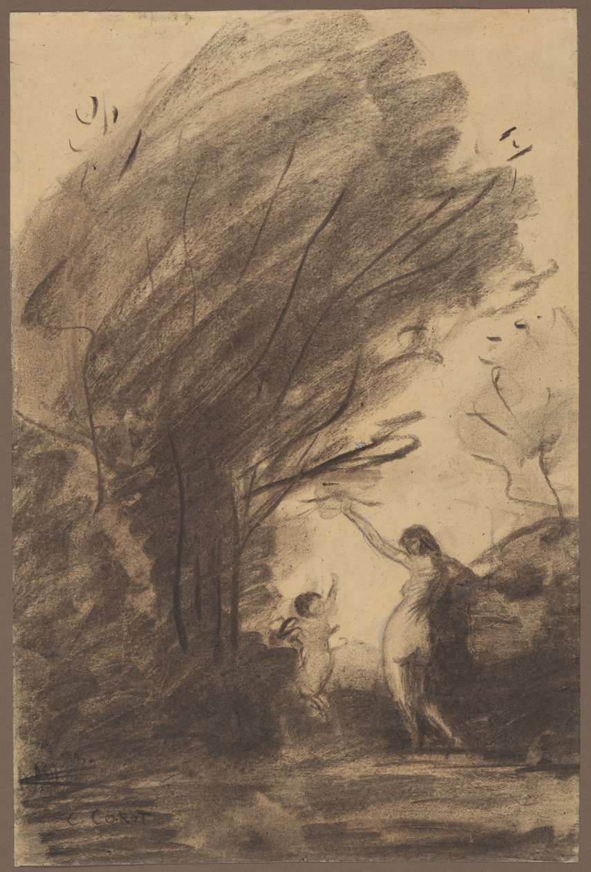 Venus avvæpner Amor av Jean Baptiste Camille Corot