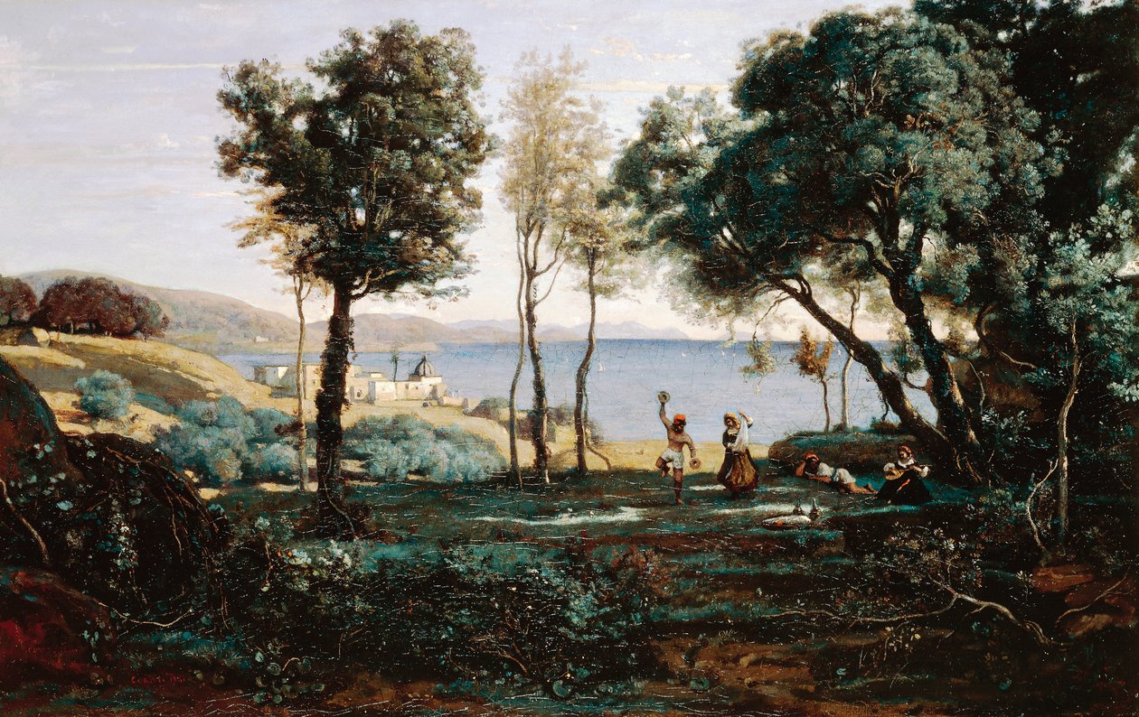 Utsikt nær Napoli av Jean Baptiste Camille Corot
