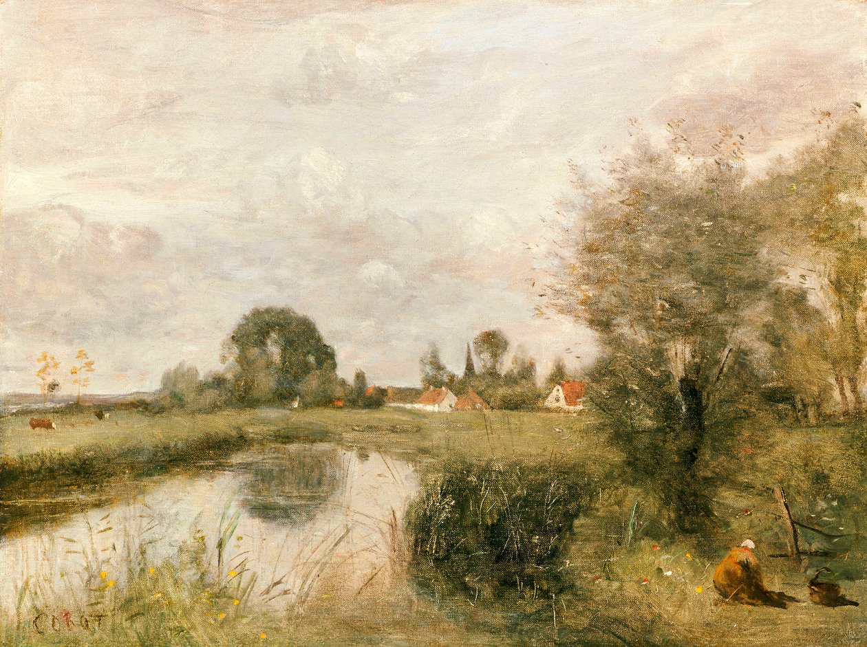 Utsikt over Arleux fra myrene i Palluel, 1873 av Jean Baptiste Camille Corot