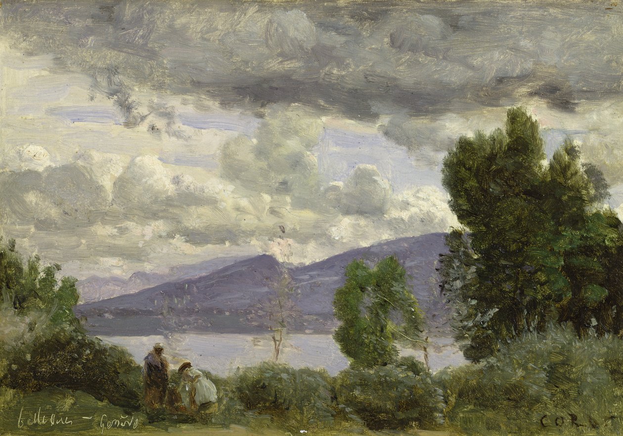 Utsikt over Chalet de Chenes, Bellvue, Genève, 1857 av Jean Baptiste Camille Corot