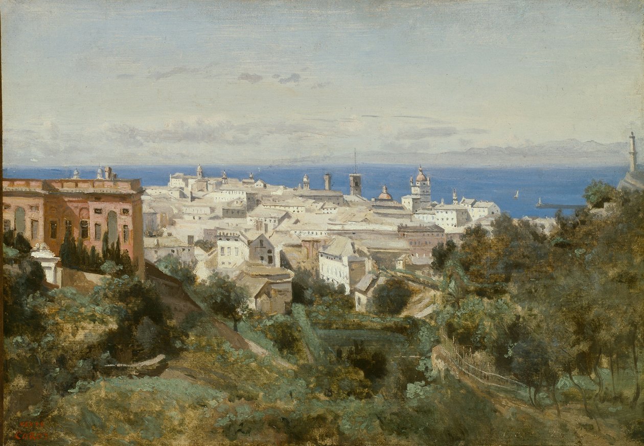 Utsikt over Genova av Jean Baptiste Camille Corot