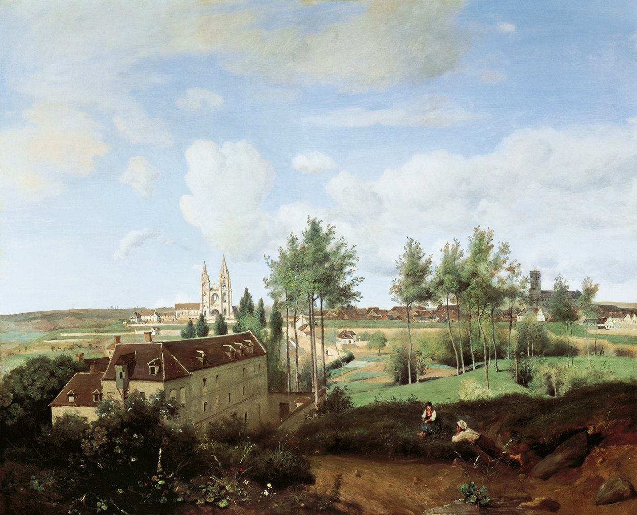 Utsikt over Soissons, av Jean-Baptiste-Camille Corot (1796-1875), 80x100 cm. av Jean Baptiste Camille Corot