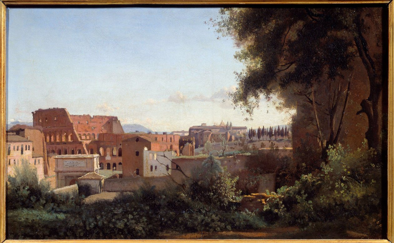 Utsikt over Colisee (Colosseo) i Roma fra Farnese Gardens Maleri av Camille Corot (1796-1875) 1826 Søn. 0,3x0,49 m av Jean Baptiste Camille Corot