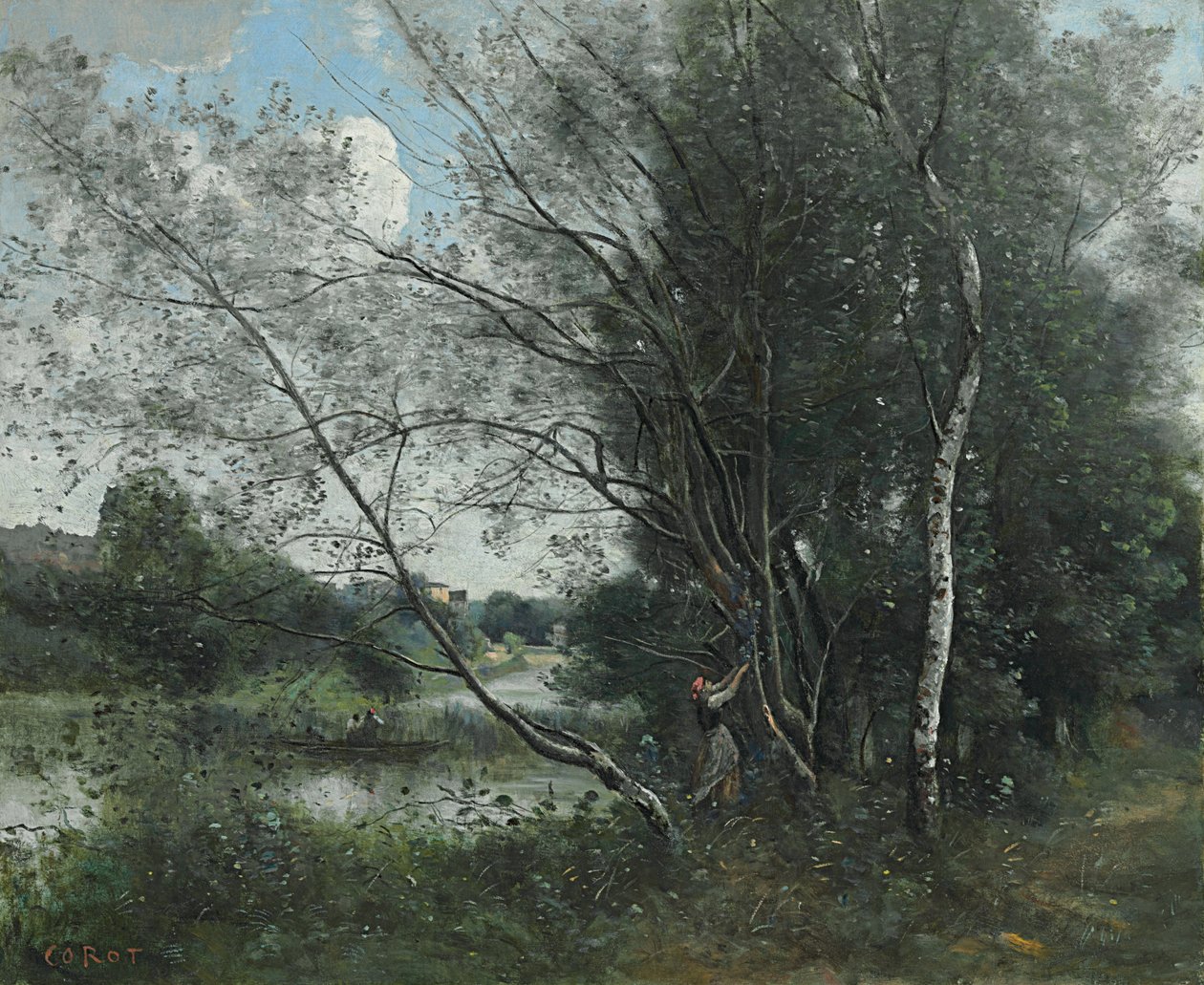 Ville-d"Avray, dammen med et skjevt tre; Ville-d"Avray, dammen med et skjevt tre, 1865-1870 av Jean Baptiste Camille Corot