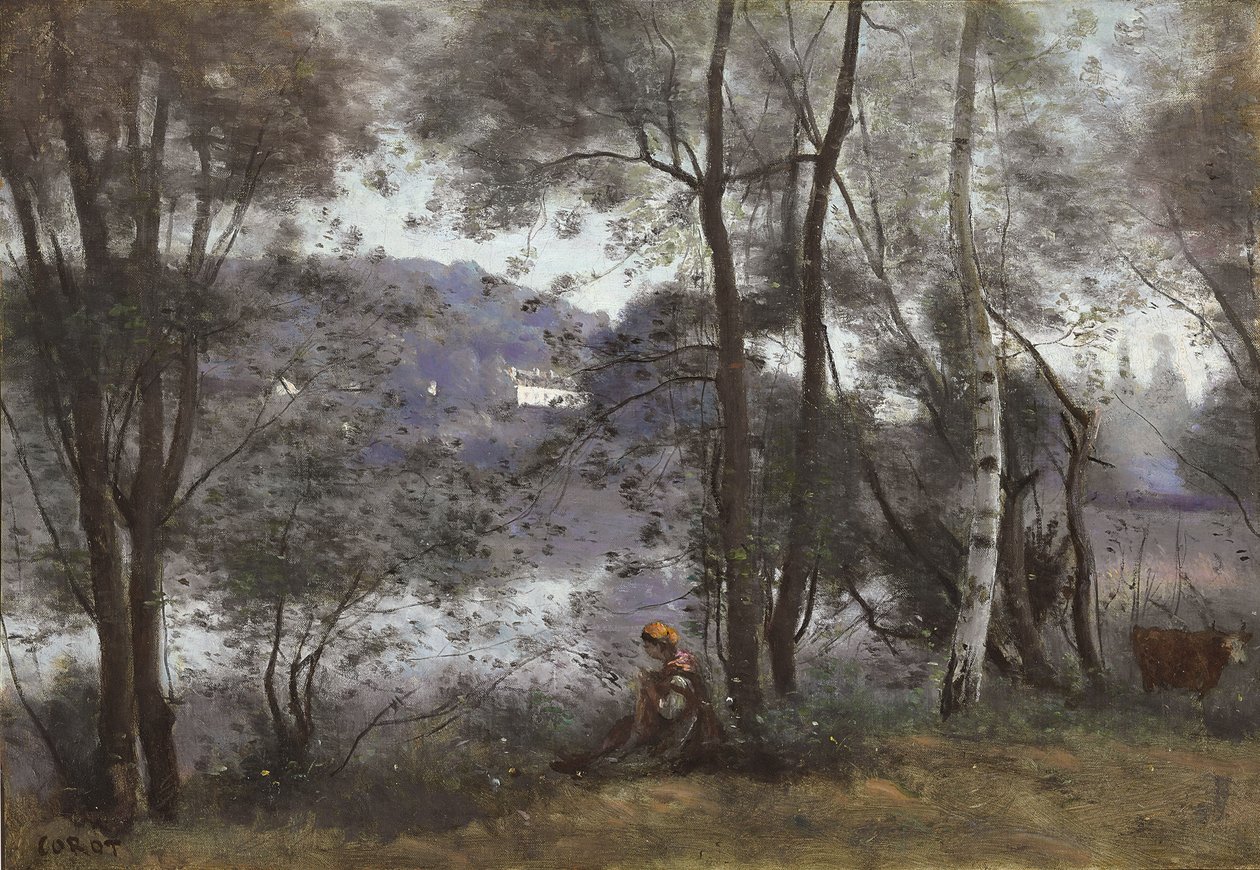 Ville d"Avray: The Lake Seen Through Foliage, 1865-1870 av Jean Baptiste Camille Corot