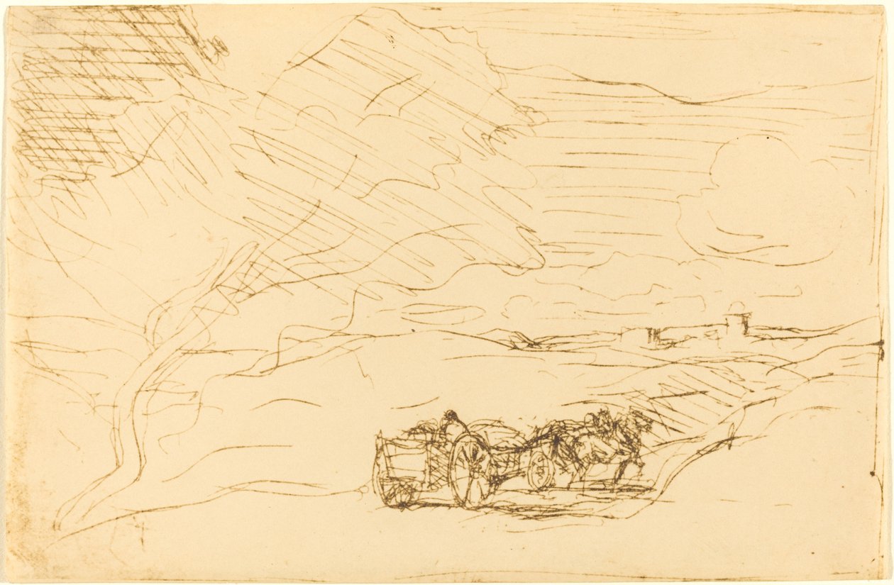 Wagon Going to Town (Le Chariot allant a la ville) av Jean Baptiste Camille Corot