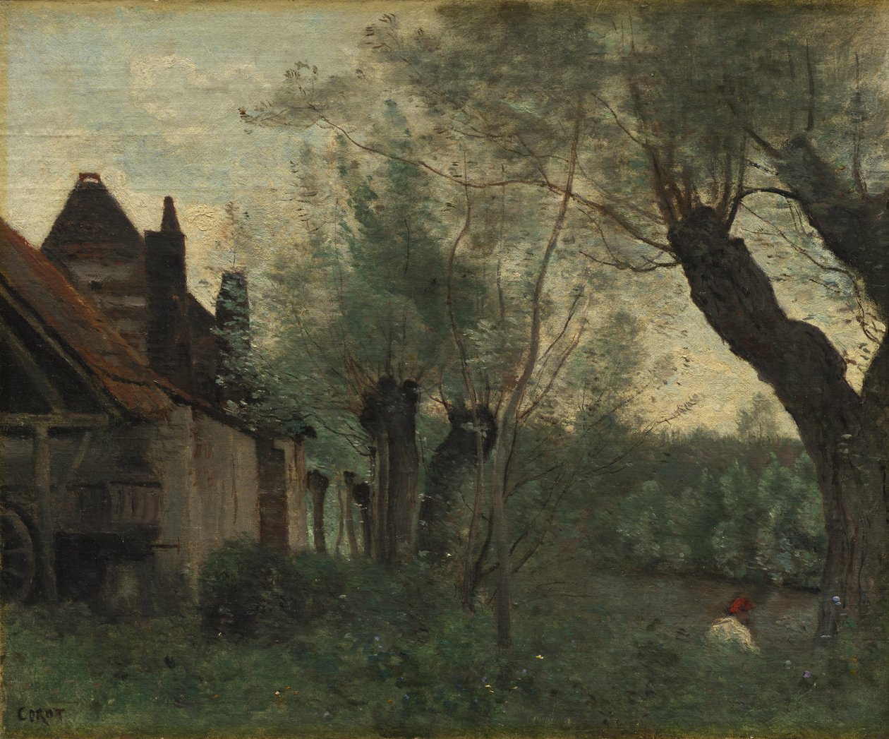 Willows and Farmhouse i Sainte-Catherine-lès-Arras av Jean Baptiste Camille Corot