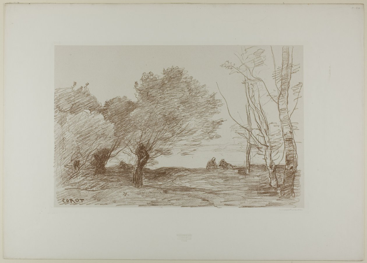 Pil og hvitpoppel av Jean Baptiste Camille Corot