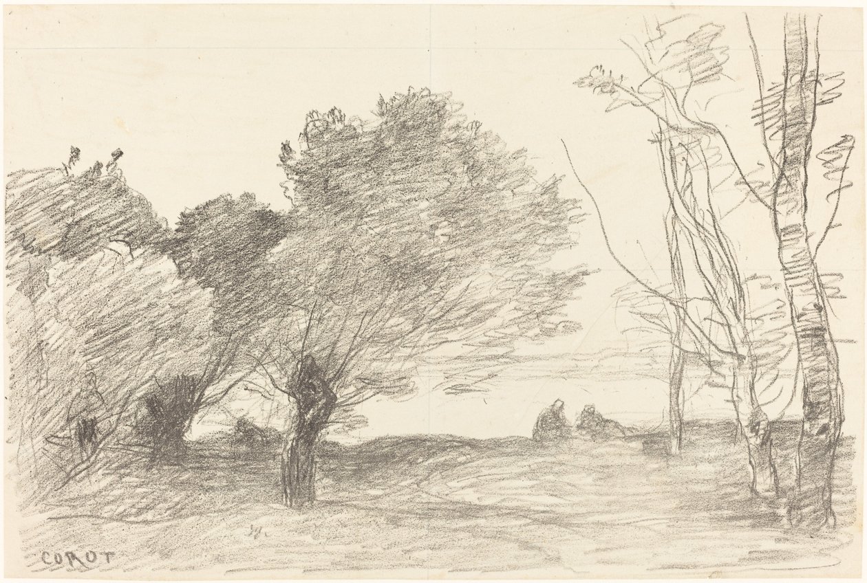 Willows and White Poplars Saules et peupliers blancs, 1871. av Jean Baptiste Camille Corot
