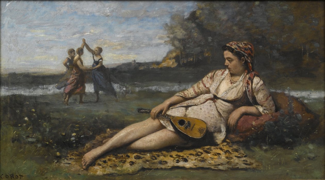 Unge kvinner i Sparta Unge kvinner i Sparta, 1868-1870 av Jean Baptiste Camille Corot