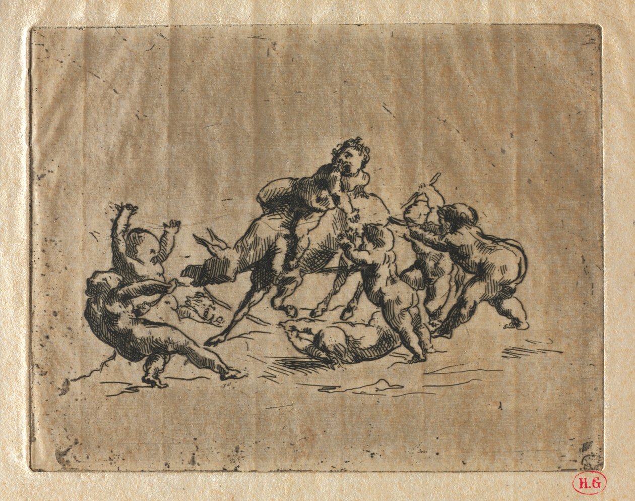 Bacchanal med barn og esel av Jean Baptiste Carpeaux