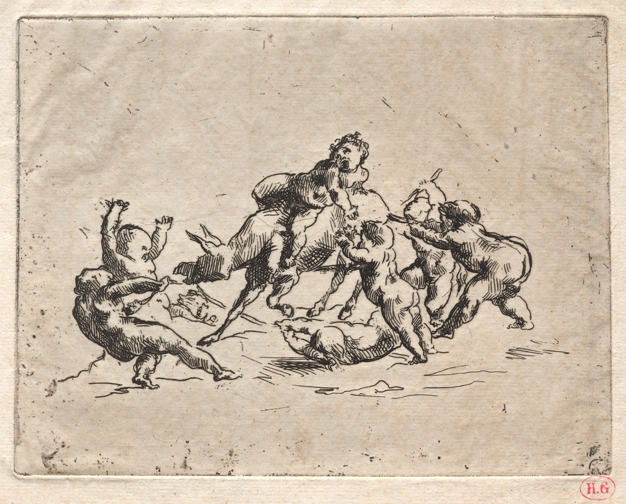 Bacchanal med barn og esel. av Jean Baptiste Carpeaux