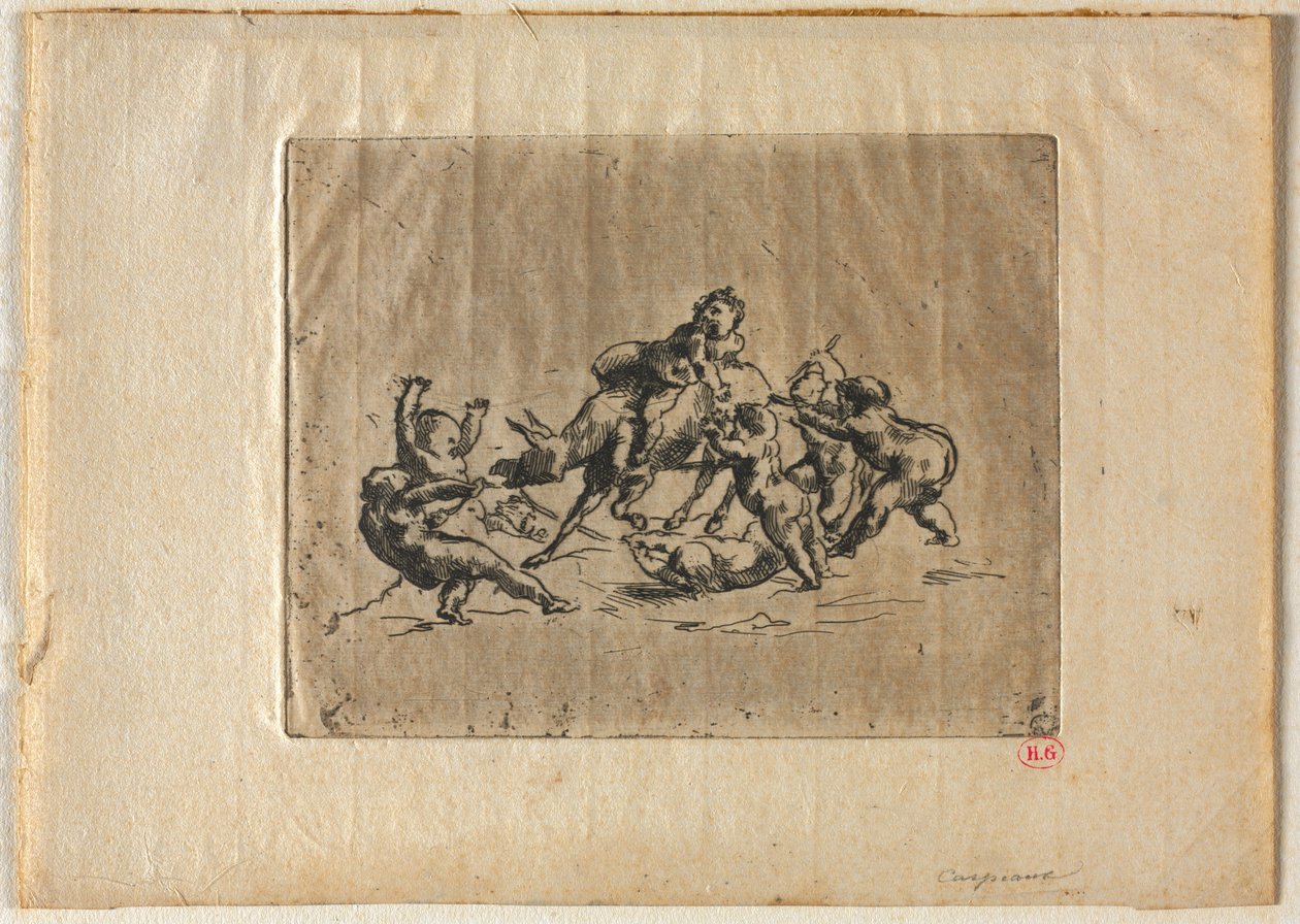Bacchanal med barn og esel. av Jean Baptiste Carpeaux