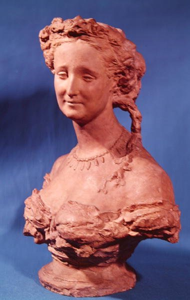 Byste av Eugenie-Marie de Montijo de Guzman (1826-1920) grevinne av Teba (terrakotta) av Jean Baptiste Carpeaux