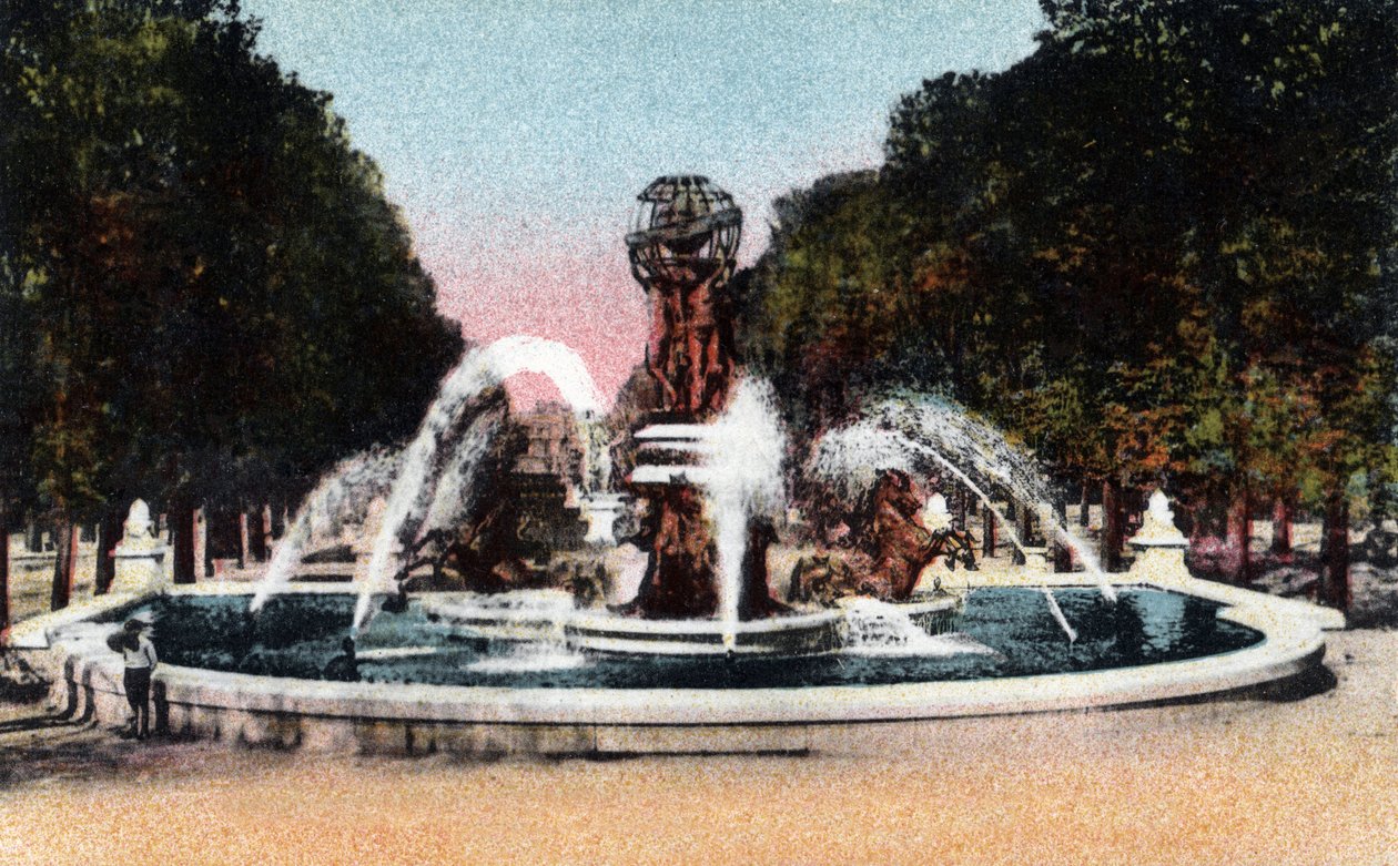 Paris: utsikt over fontenen til de fire deler av verden (fire deler av verden), eller fontenen til observatoriet eller Carpeaux-fontenen på Place Camille Jullian, Jardin du Luxembourg, bygget mellom 1867 og 1874 av arkitekten Gabriel Davioud ( 1824 av Jean Baptiste Carpeaux